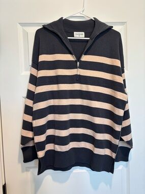 Striped Black and Cream Women's Sweater